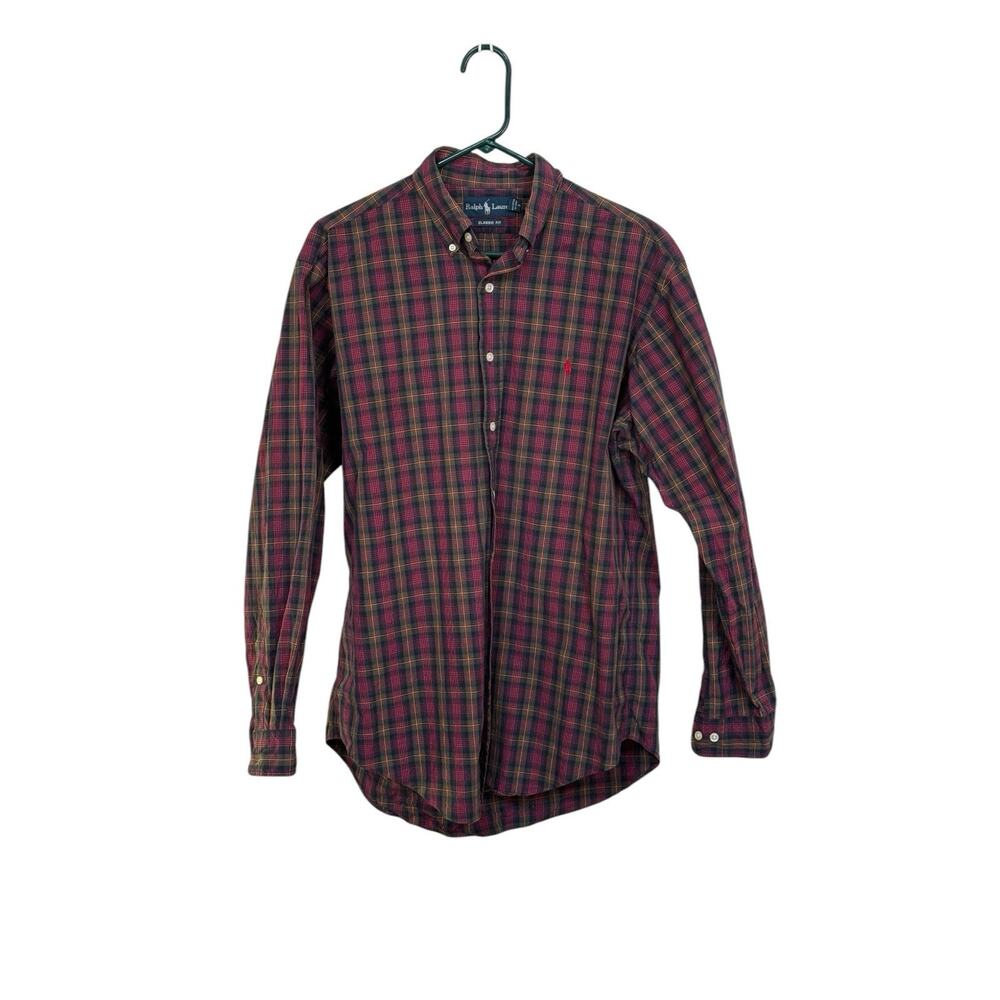 Ralph Lauren Mens Shirt Large 16 Classic Fit Striped Long Sleeve Preppy Career
